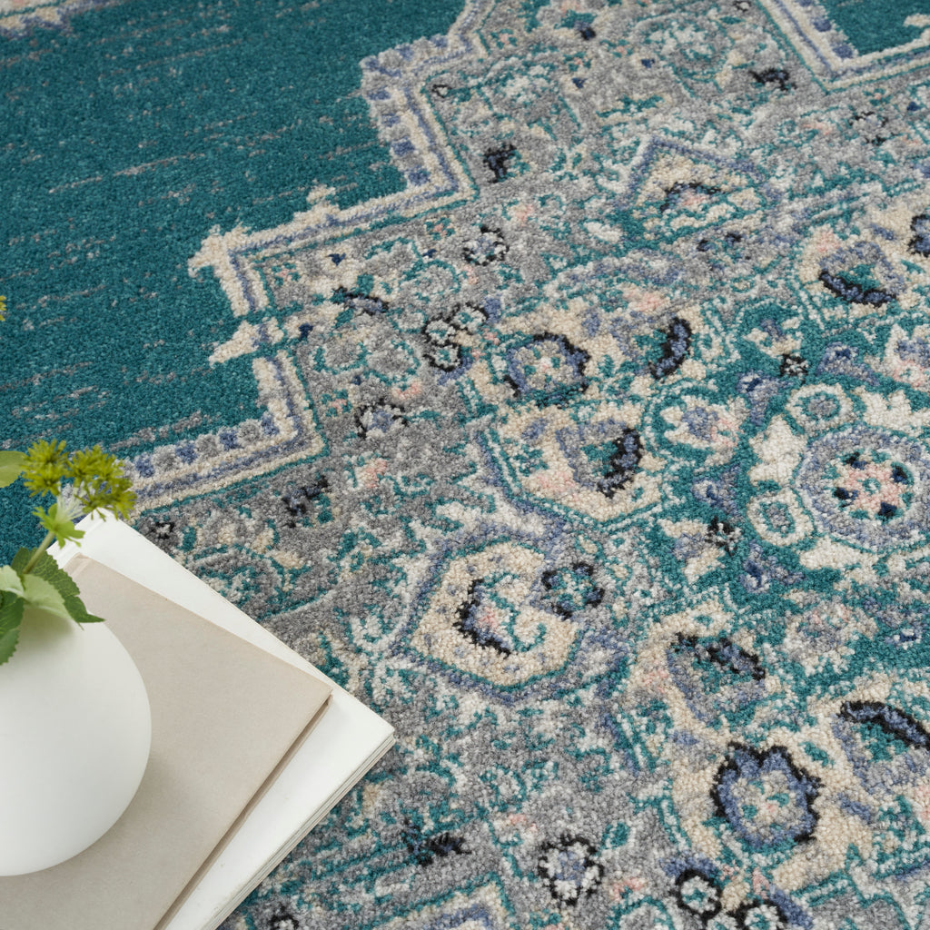 nourison passion psn03 turquoise grey rug