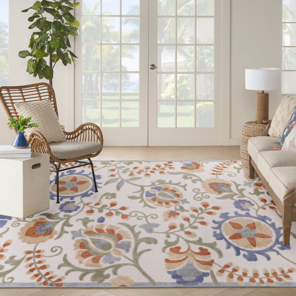 nourison aloha alh17 ivory blue rug