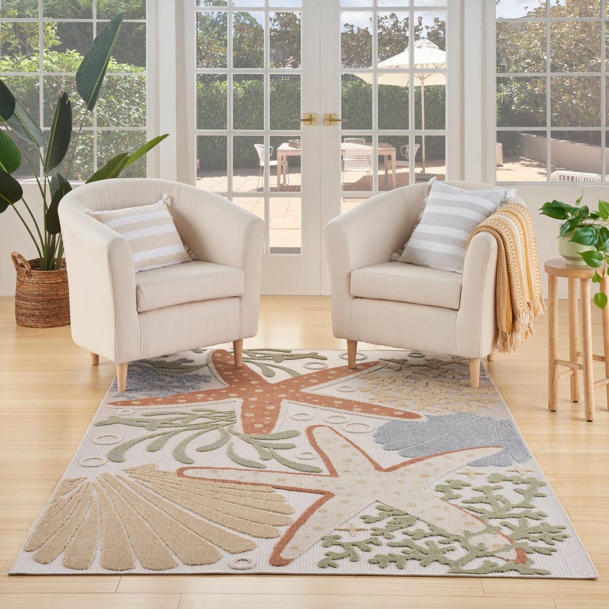 nourison aloha alh24 ivory multicolor rug