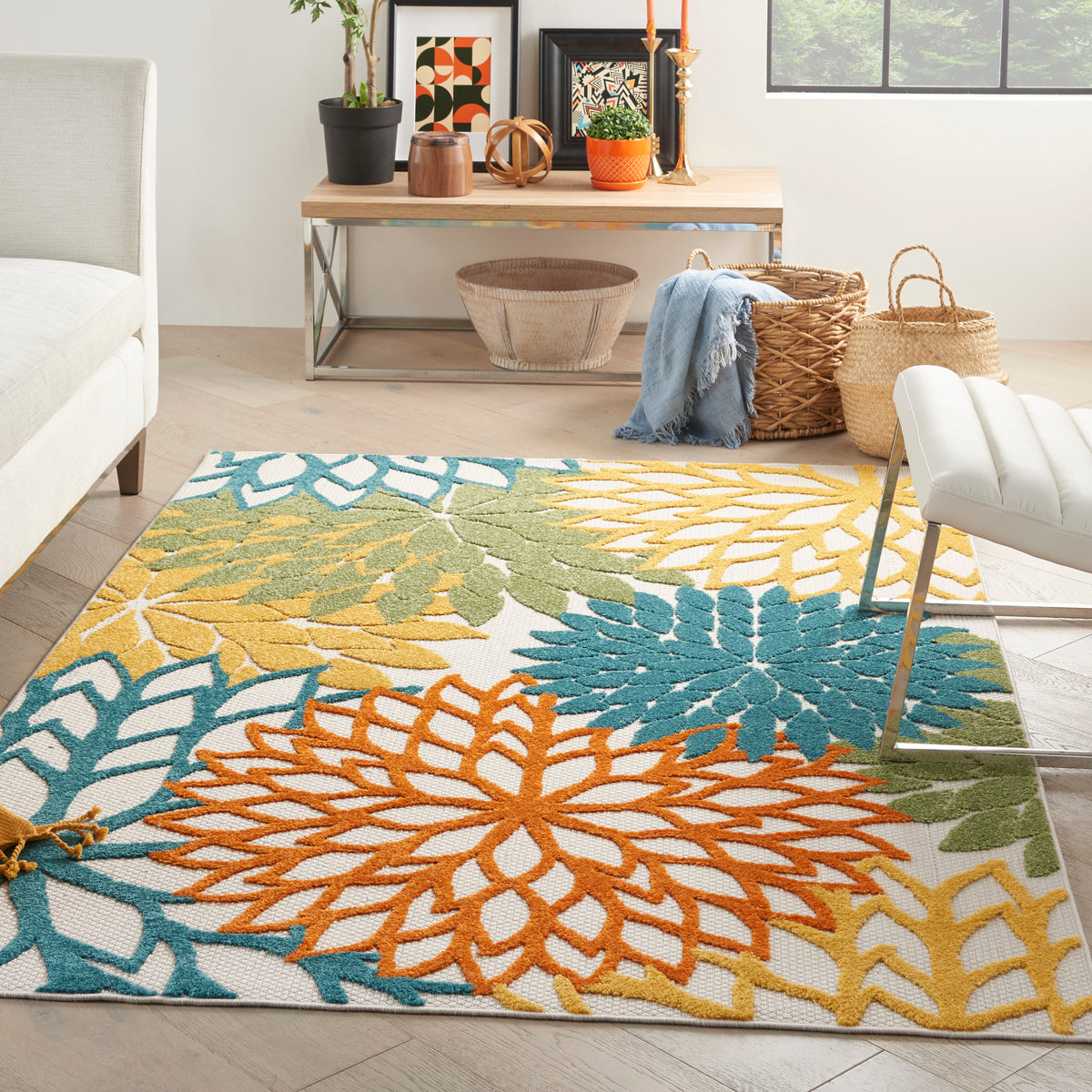 nourison aloha alh05 turquoise multicolor rug
