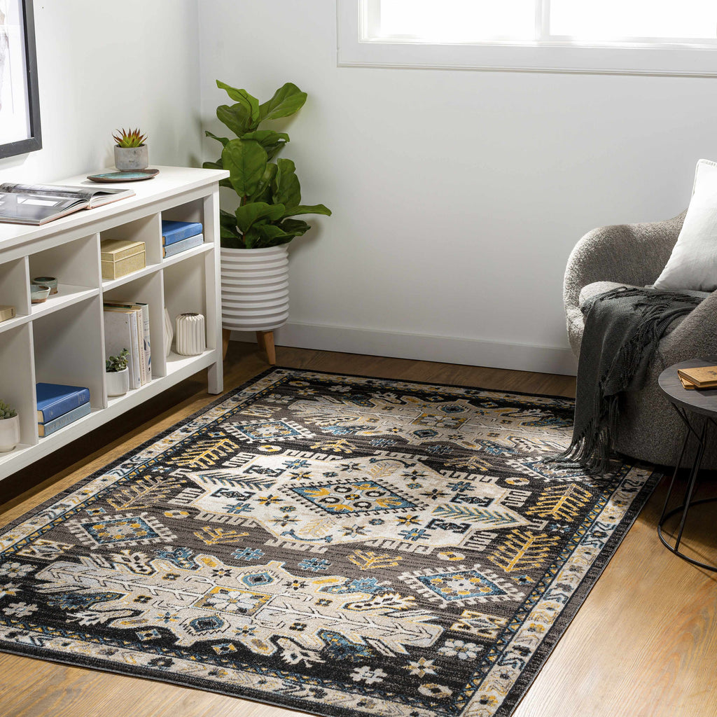 Hauteloom Wanaka WNKVI Black Machine Made Polyester Rug