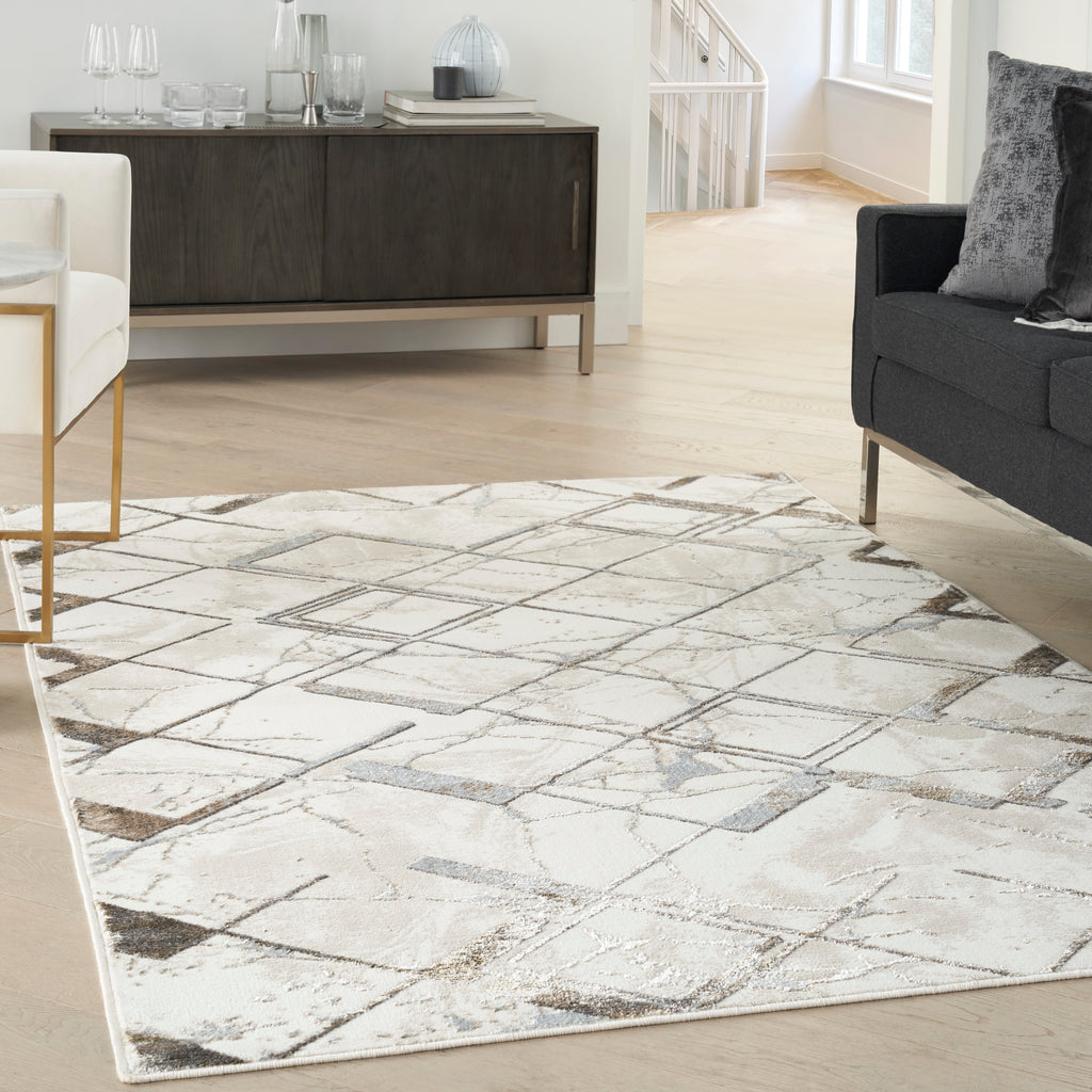 nourison glitz glz02 ivory grey rug