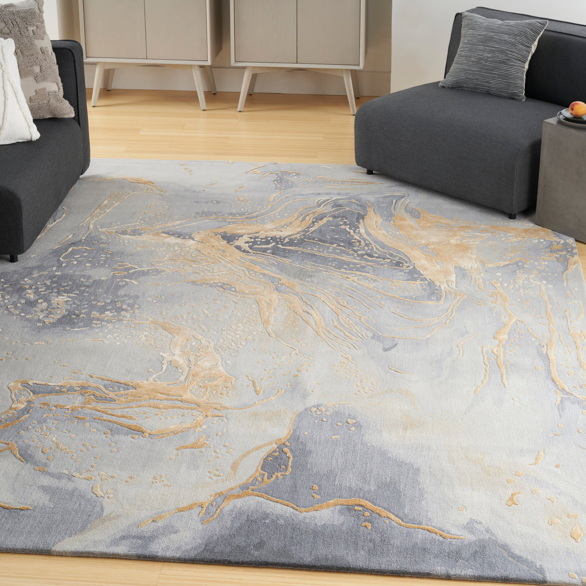 nourison prismatic prs28 grey gold rug