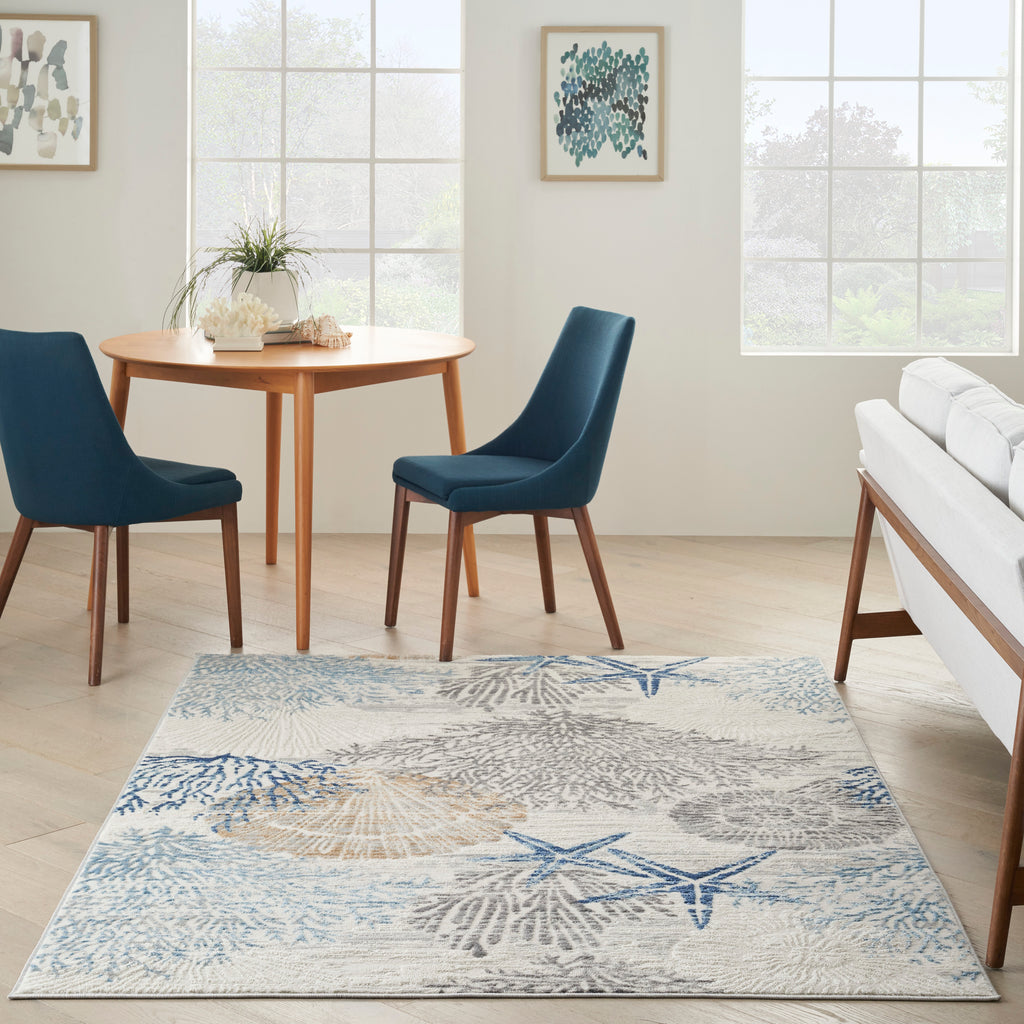 nourison seaside sds04 ivory grey blue rug
