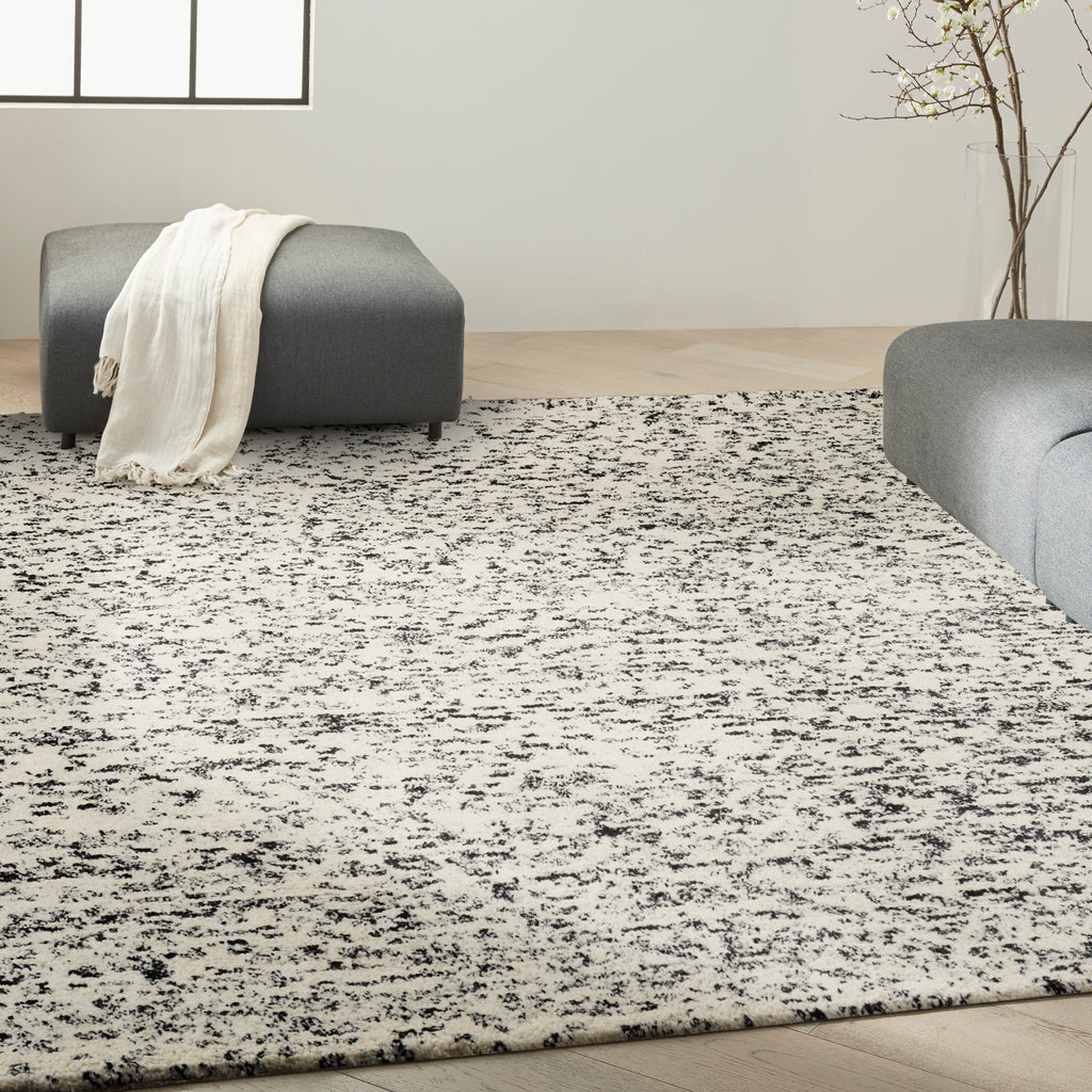 nourison ck042 billows bil01 ivory black rug