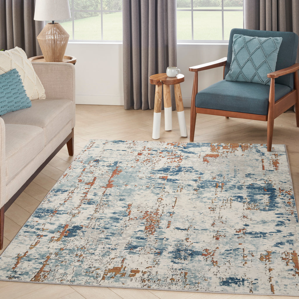 nourison quarry qua01 beige blue rust rug