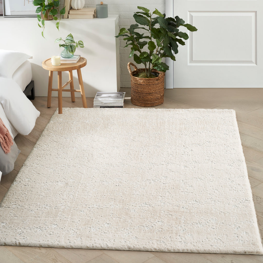 nourison cozy shimmer csh01 ivory silver rug