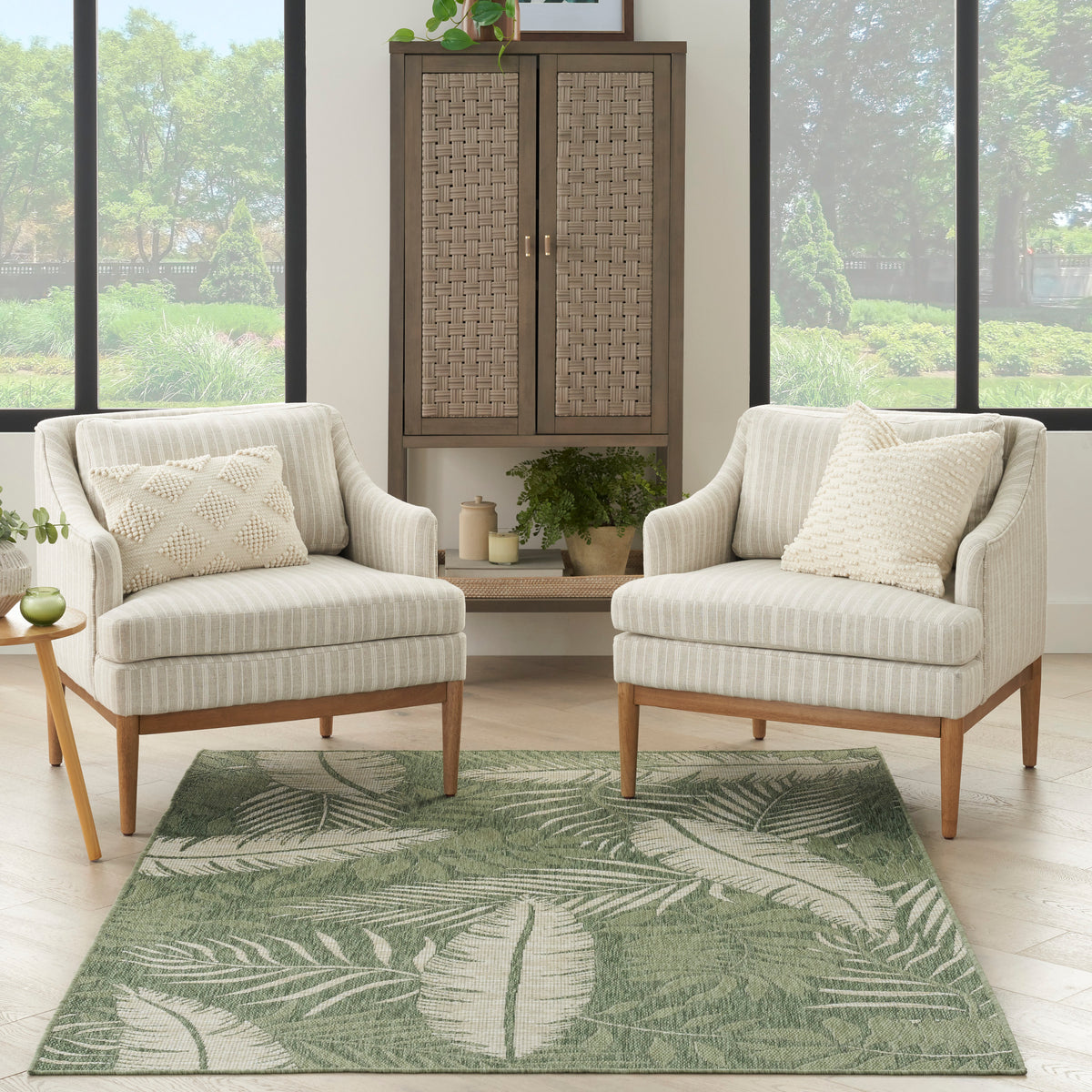 nourison garden oasis goa02 green ivory rug