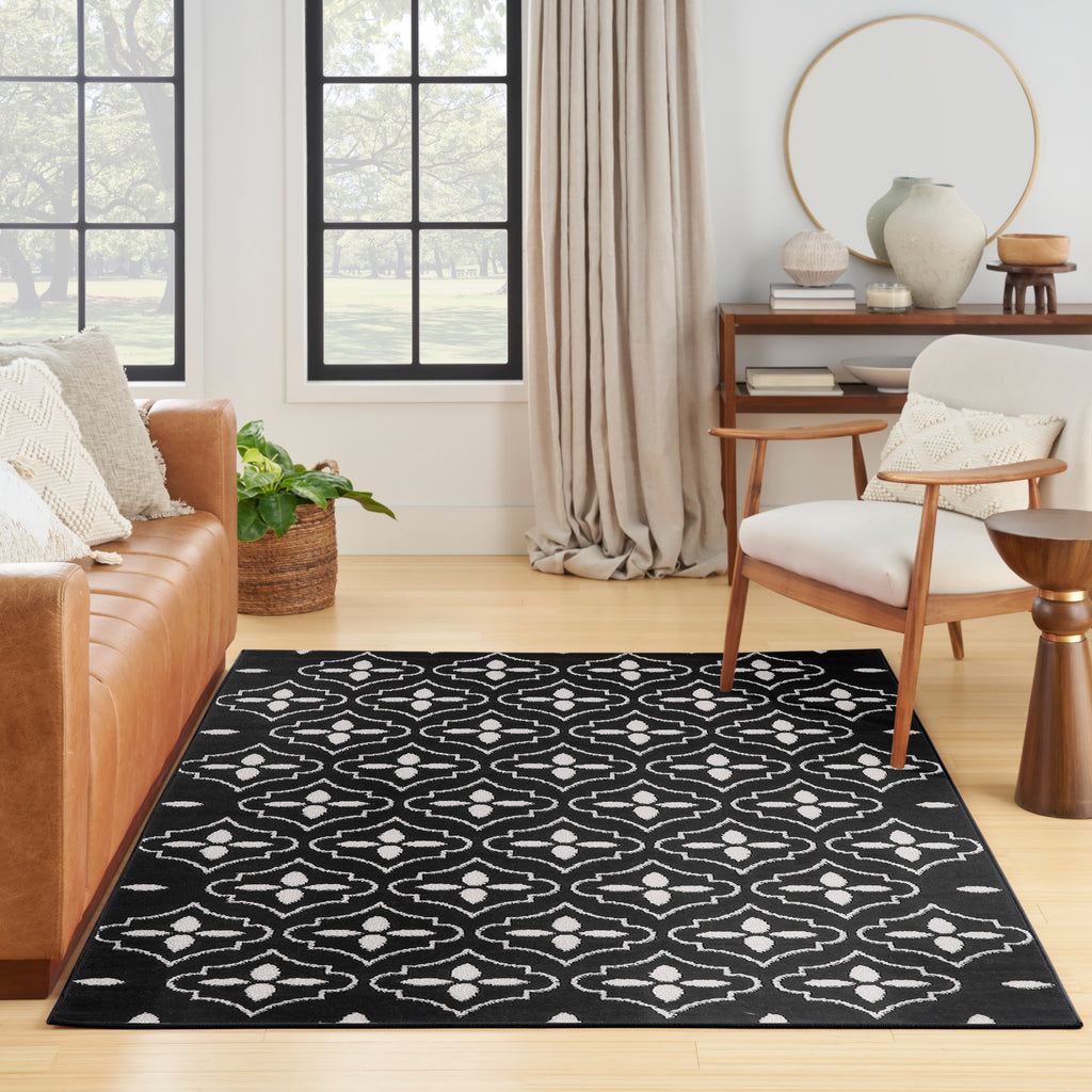 nourison nourison essentials nre04 black ivory rug