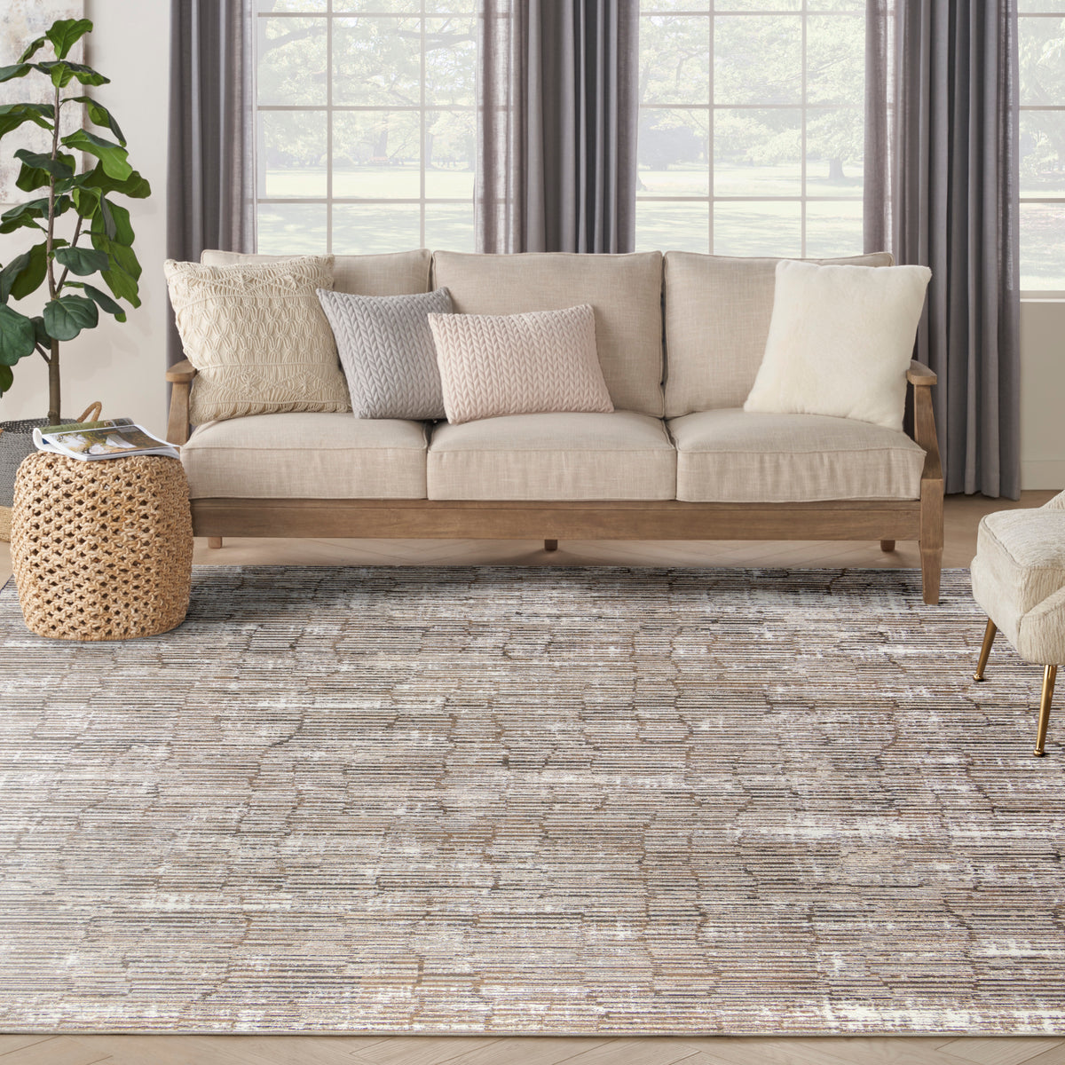 nourison sustainable trends sut06 ivory mocha rug