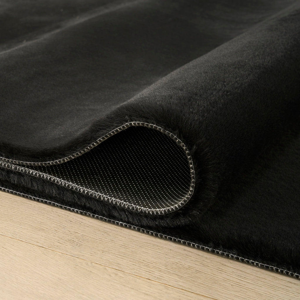 nourison soft plush rabbit fur sff01 black rug