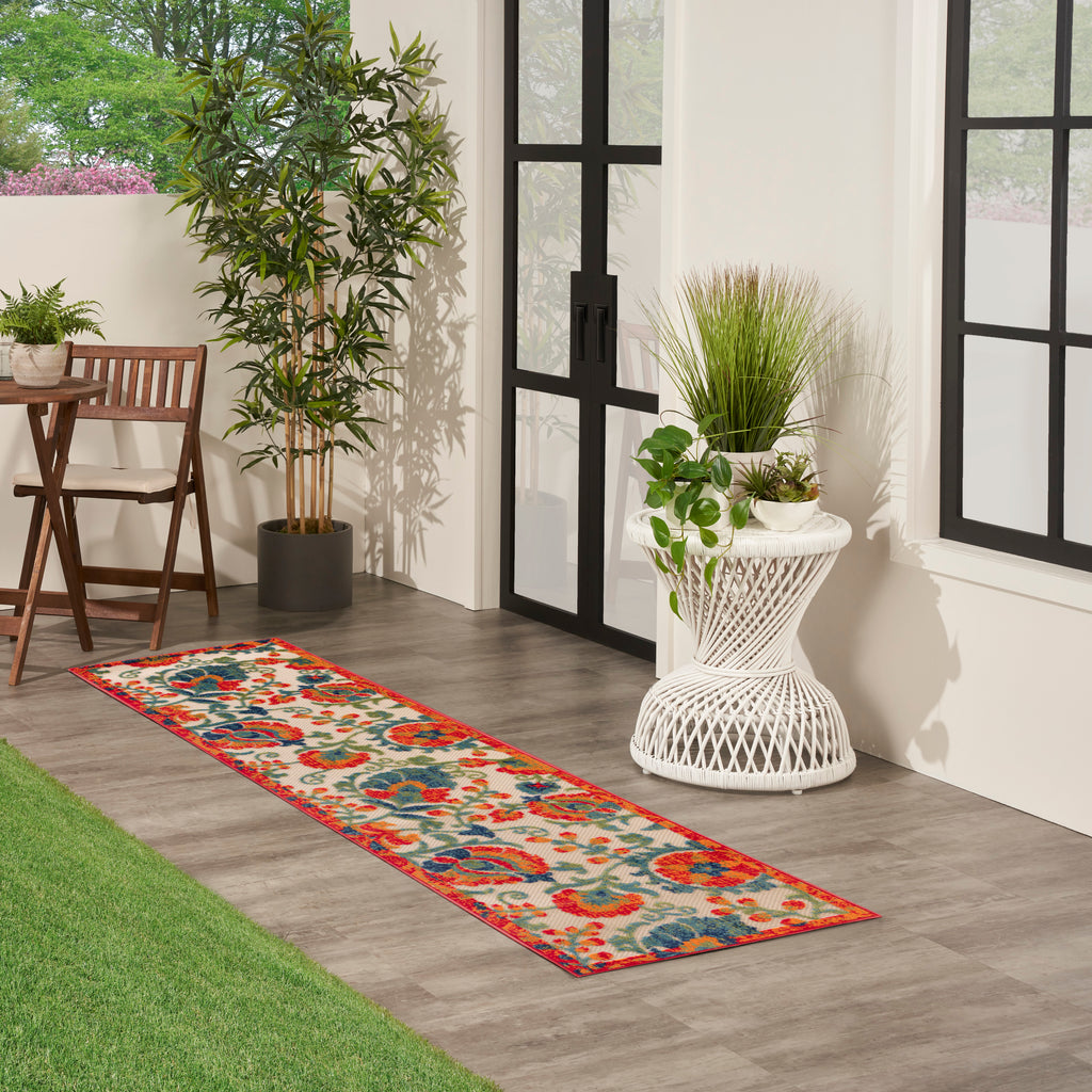 nourison aloha alh17 red multicolor rug
