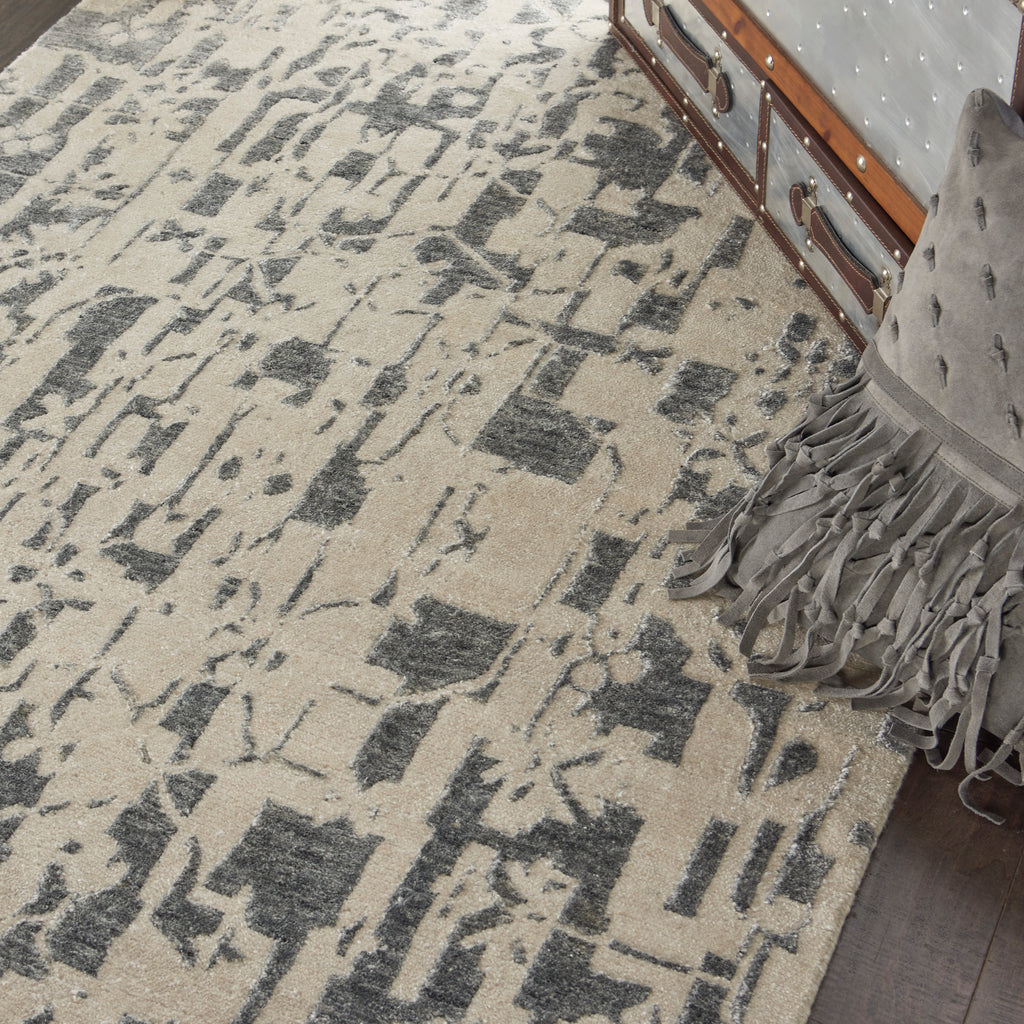 nourison silk shadows sha19 ivory grey rug