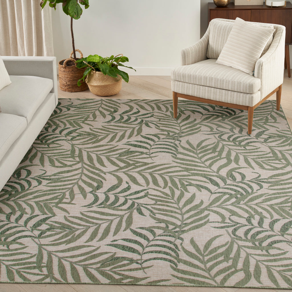 nourison garden oasis goa01 ivory green rug