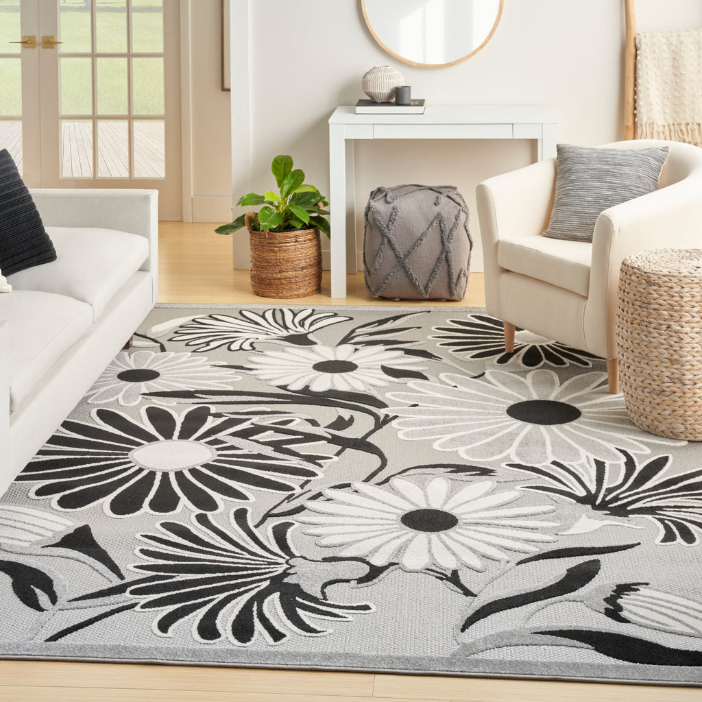 nourison aloha alh33 black white rug