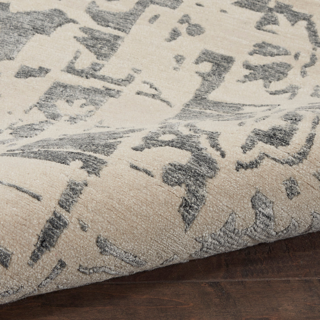 nourison silk shadows sha19 ivory grey rug