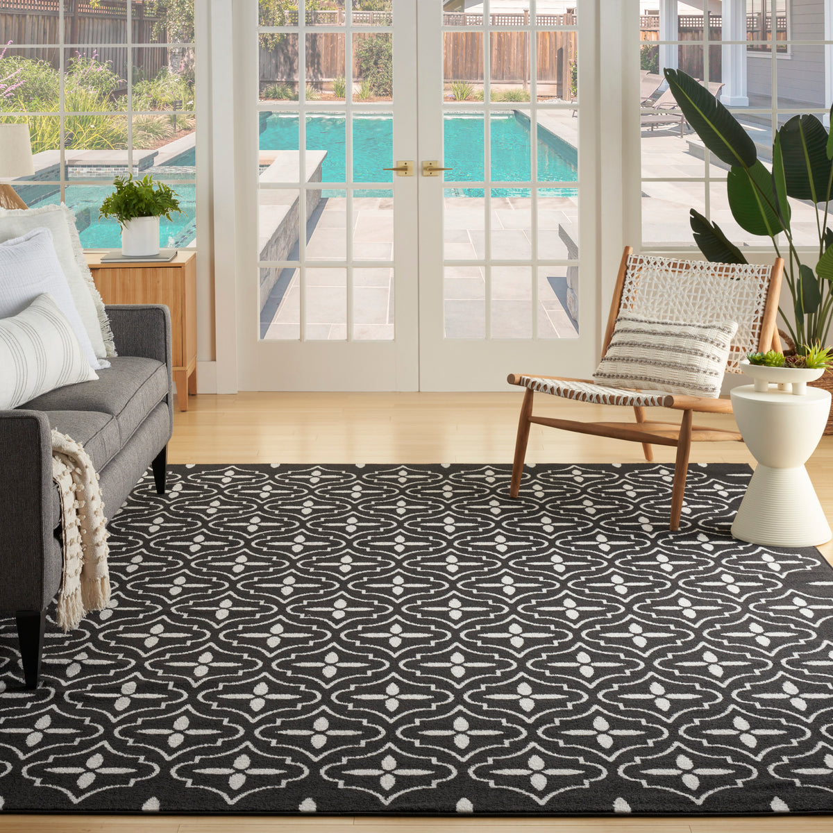 nourison nourison essentials nre04 black ivory rug