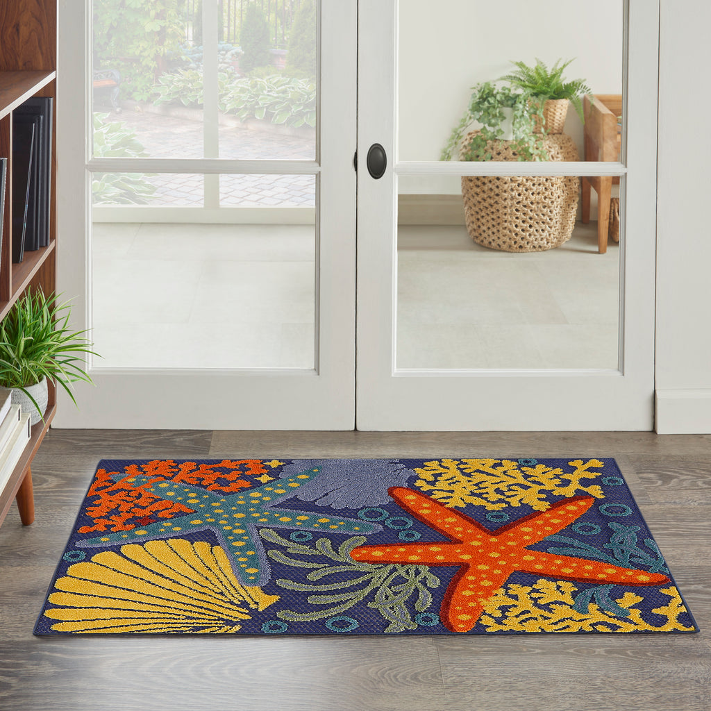 nourison aloha alh24 navy multicolor rug