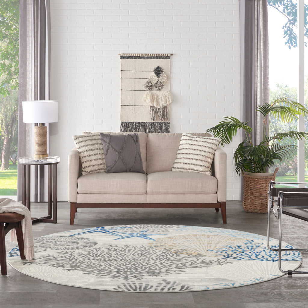 nourison seaside sds04 ivory grey blue rug