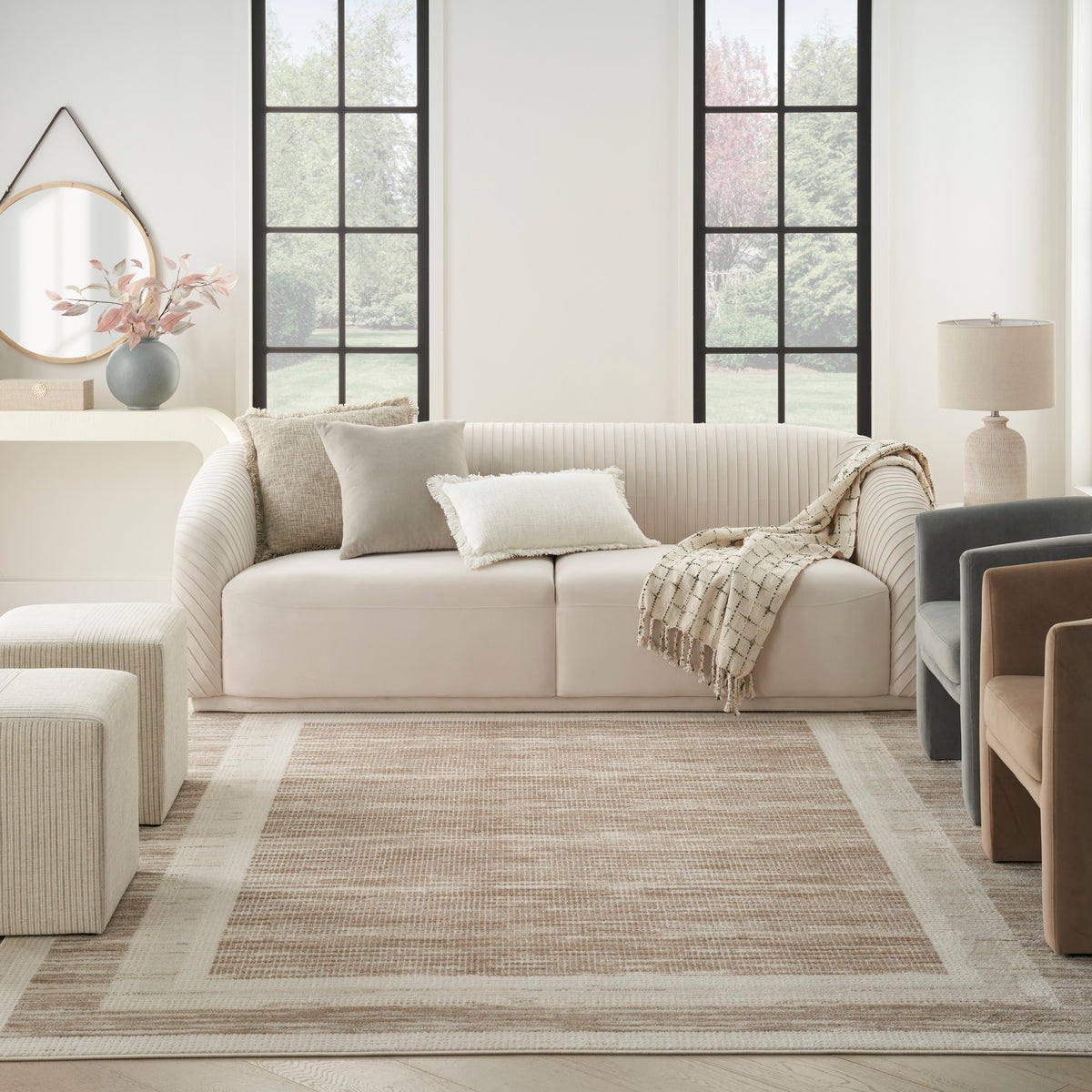nourison serenity home srh07 mocha ivory rug