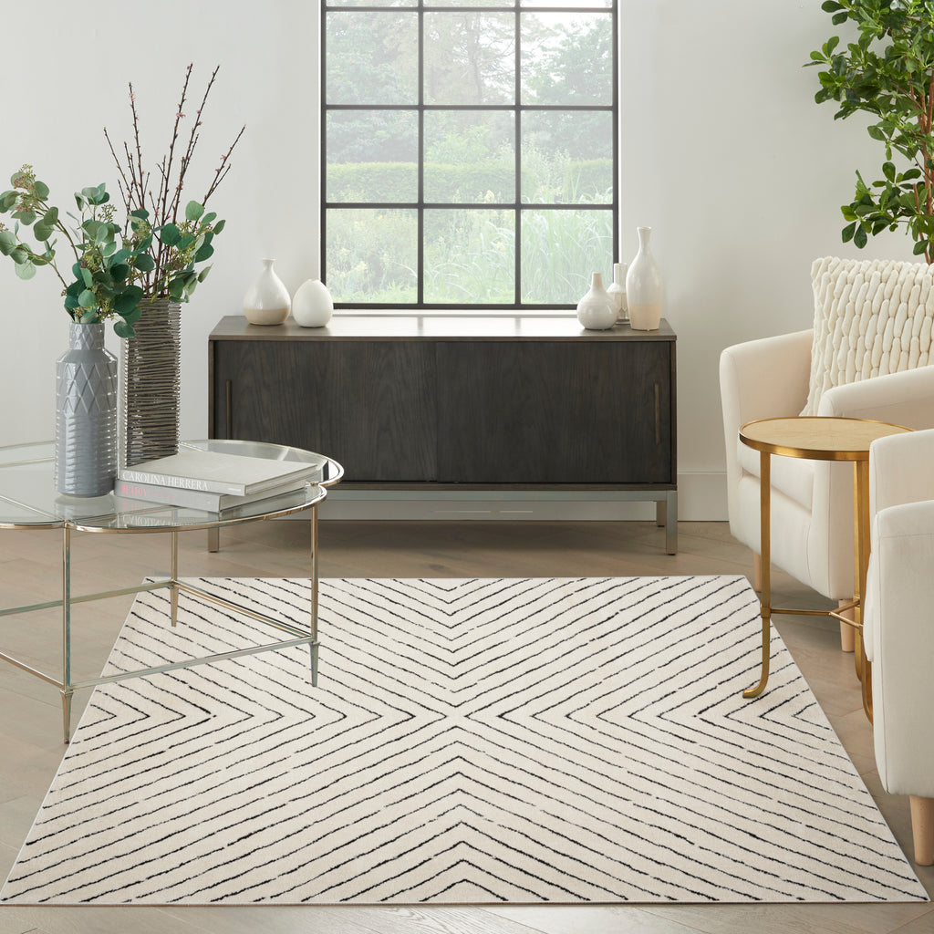 nourison modern comfort mnc01 ivory black rug