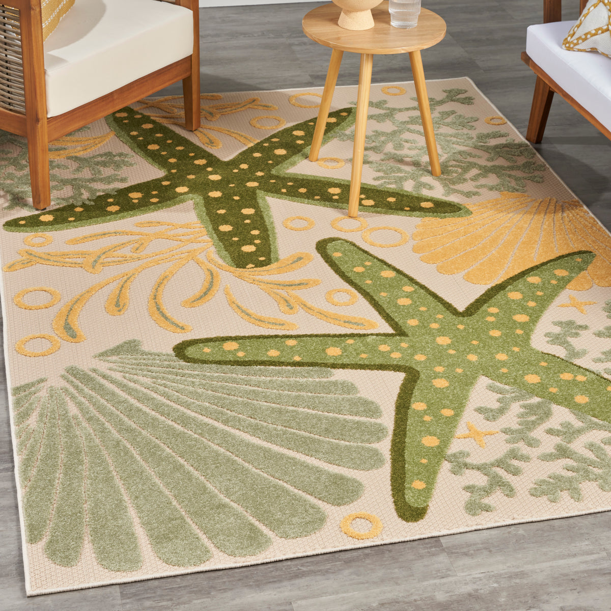 nourison aloha alh24 green yellow rug