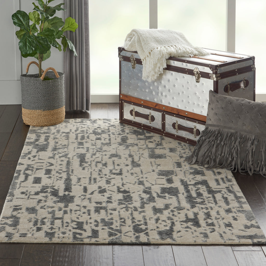 nourison silk shadows sha19 ivory grey rug
