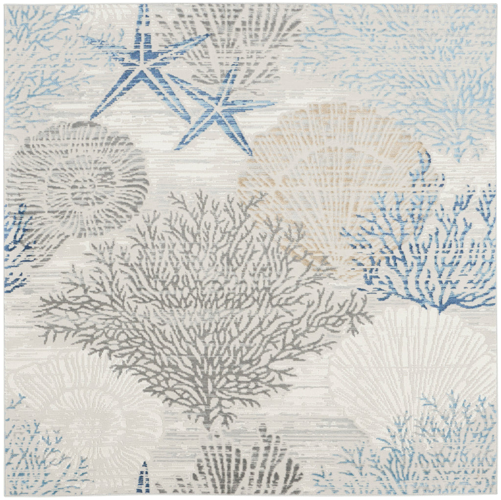 nourison seaside sds04 ivory grey blue rug