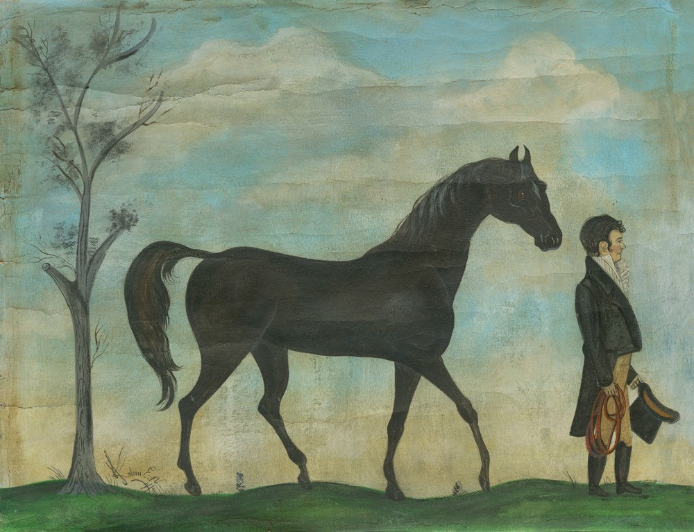 spicher and company kolene spicher landscape man with his steed rug