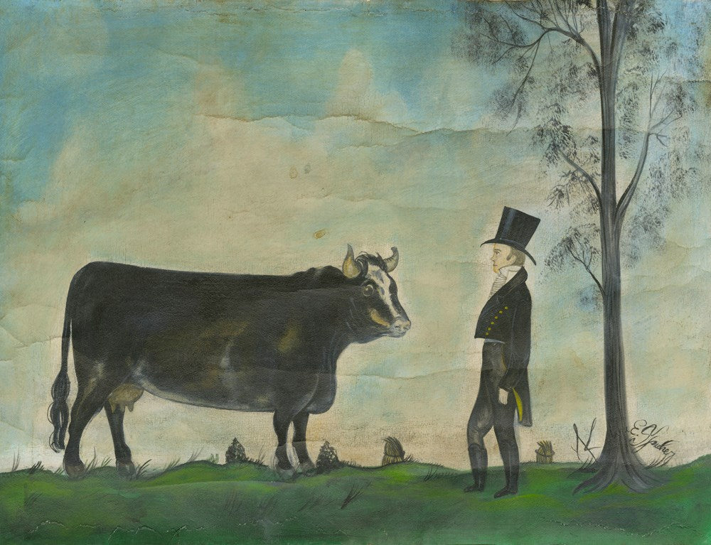 spicher and company kolene spicher landscape man with prized cow landscape rug
