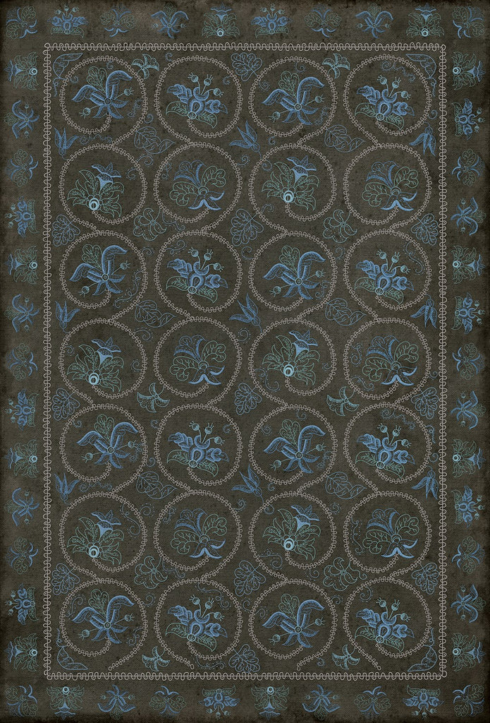 spicher and company williamsburg crewelwork delphinium rug
