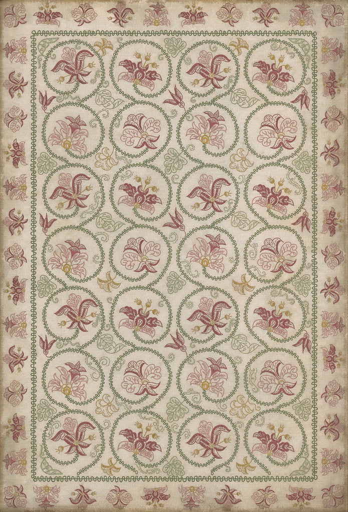 spicher and company williamsburg crewelwork rose campion rug