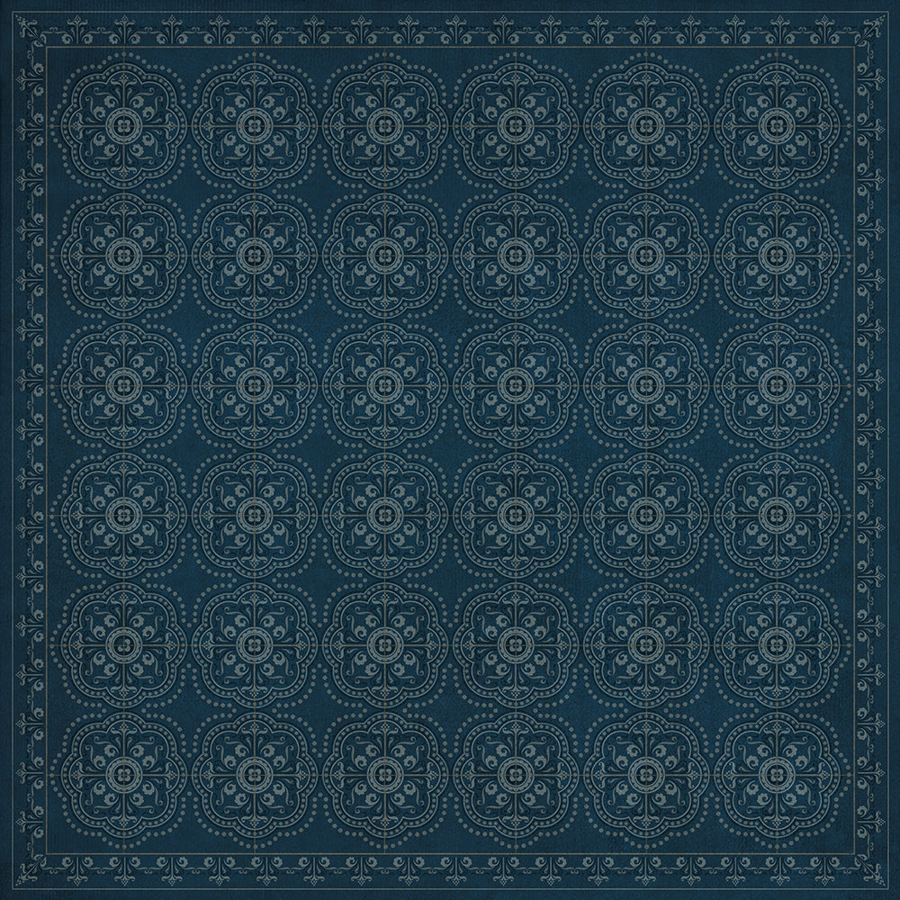 spicher and company classic vinyl pattern 28 blue bandana rug
