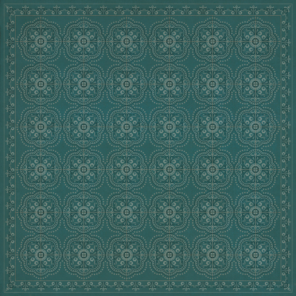 spicher and company classic vinyl pattern 28 teal bandana rug