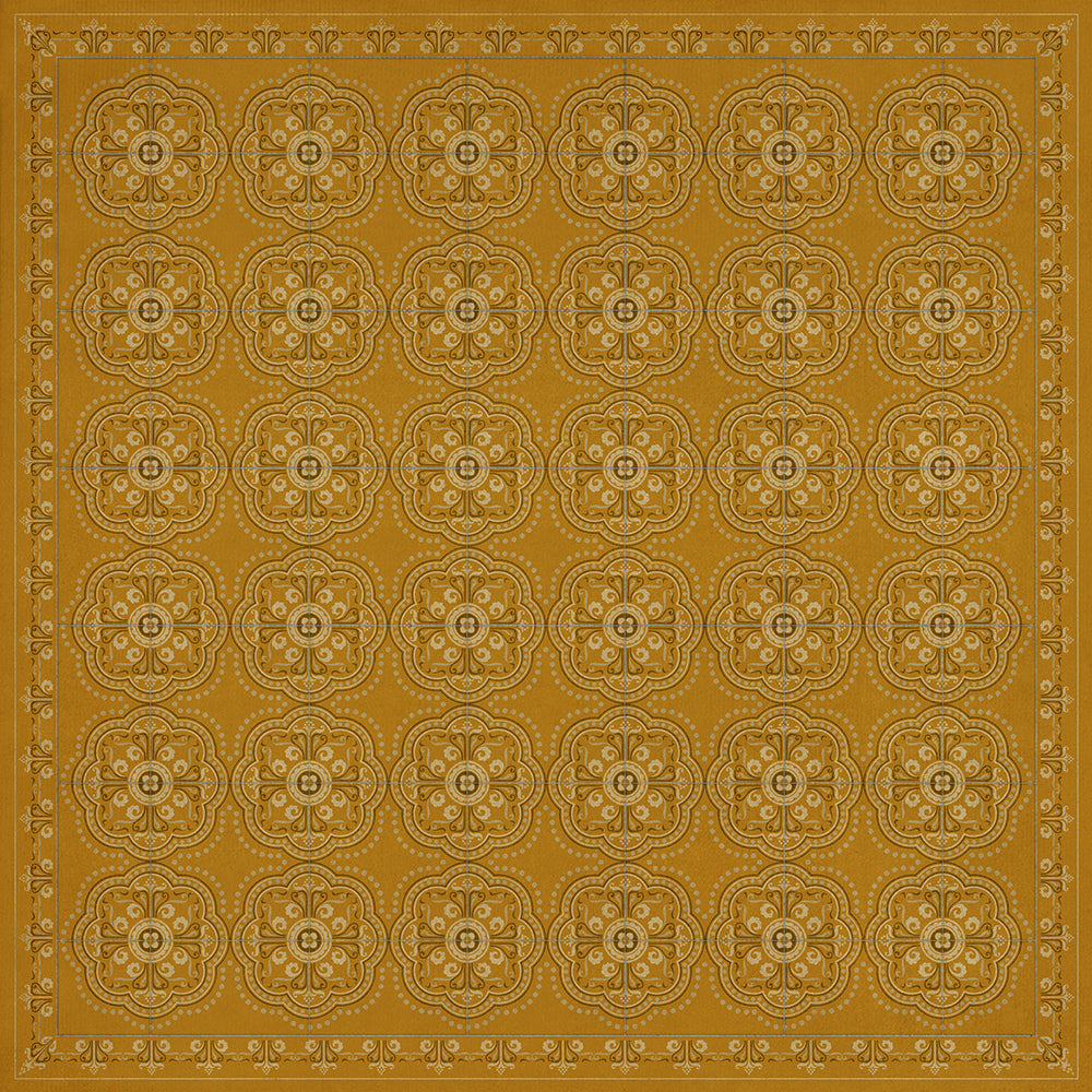 spicher and company classic vinyl pattern 28 yellow bandana rug
