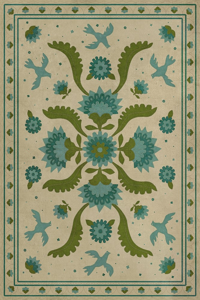 spicher and company williamsburg applique azure moss rug