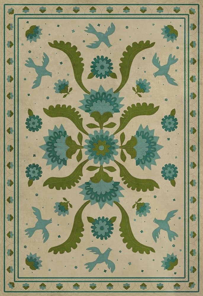 spicher and company williamsburg applique azure moss rug