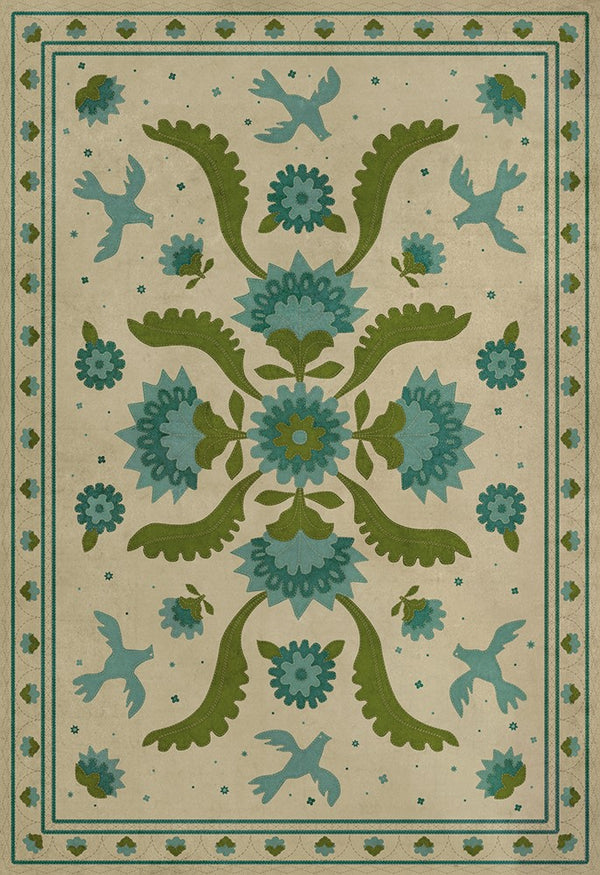 spicher and company williamsburg applique azure moss rug