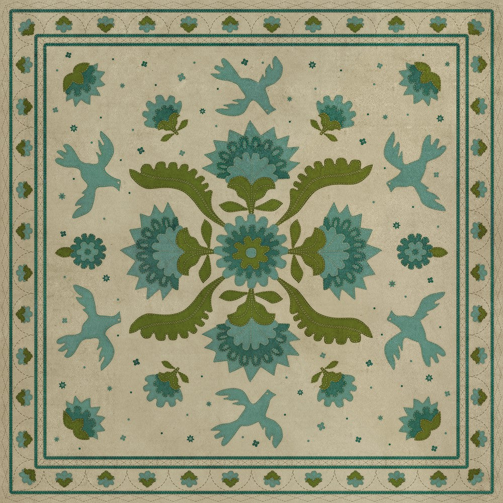 spicher and company williamsburg applique azure moss rug