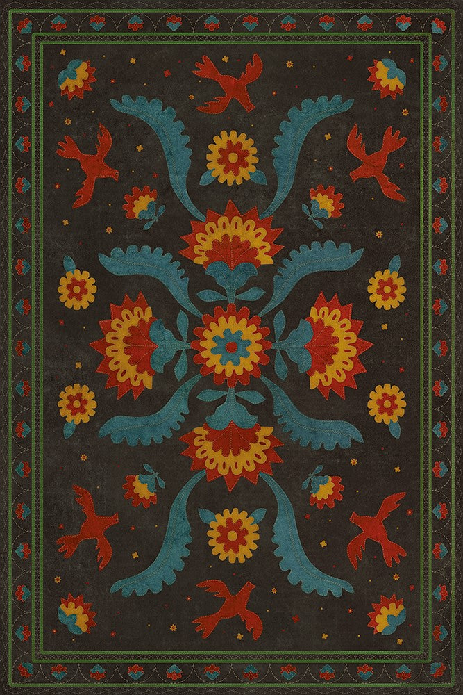 spicher and company williamsburg applique gossip of swallows rug