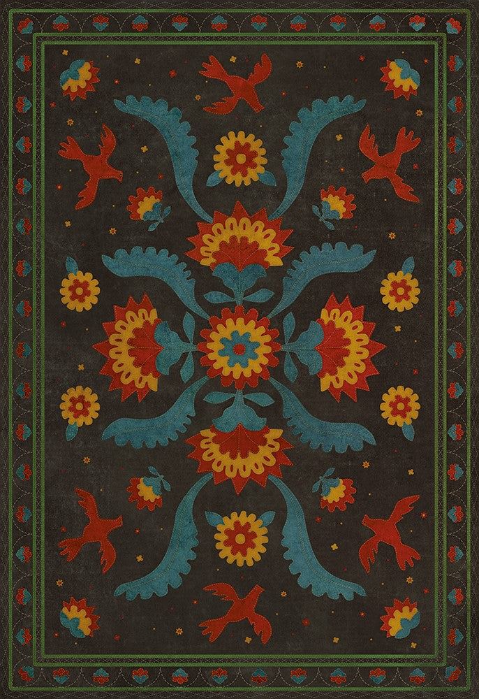 spicher and company williamsburg applique gossip of swallows rug