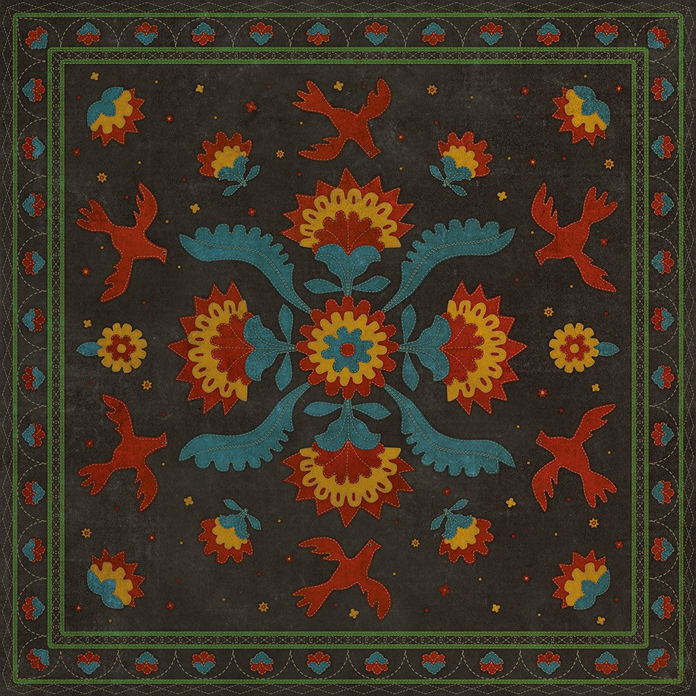 spicher and company williamsburg applique gossip of swallows rug