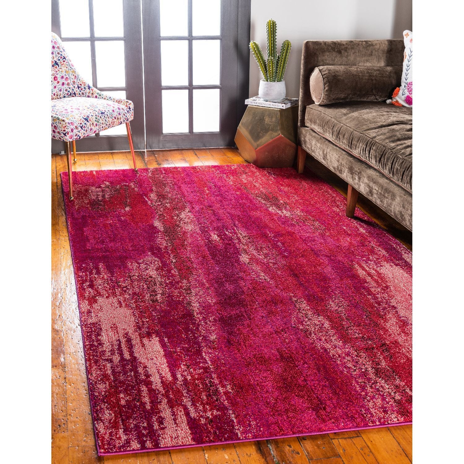 Unique Loom Lilly Jardin BAR011PIN Pink Rug – Rugs Done Right