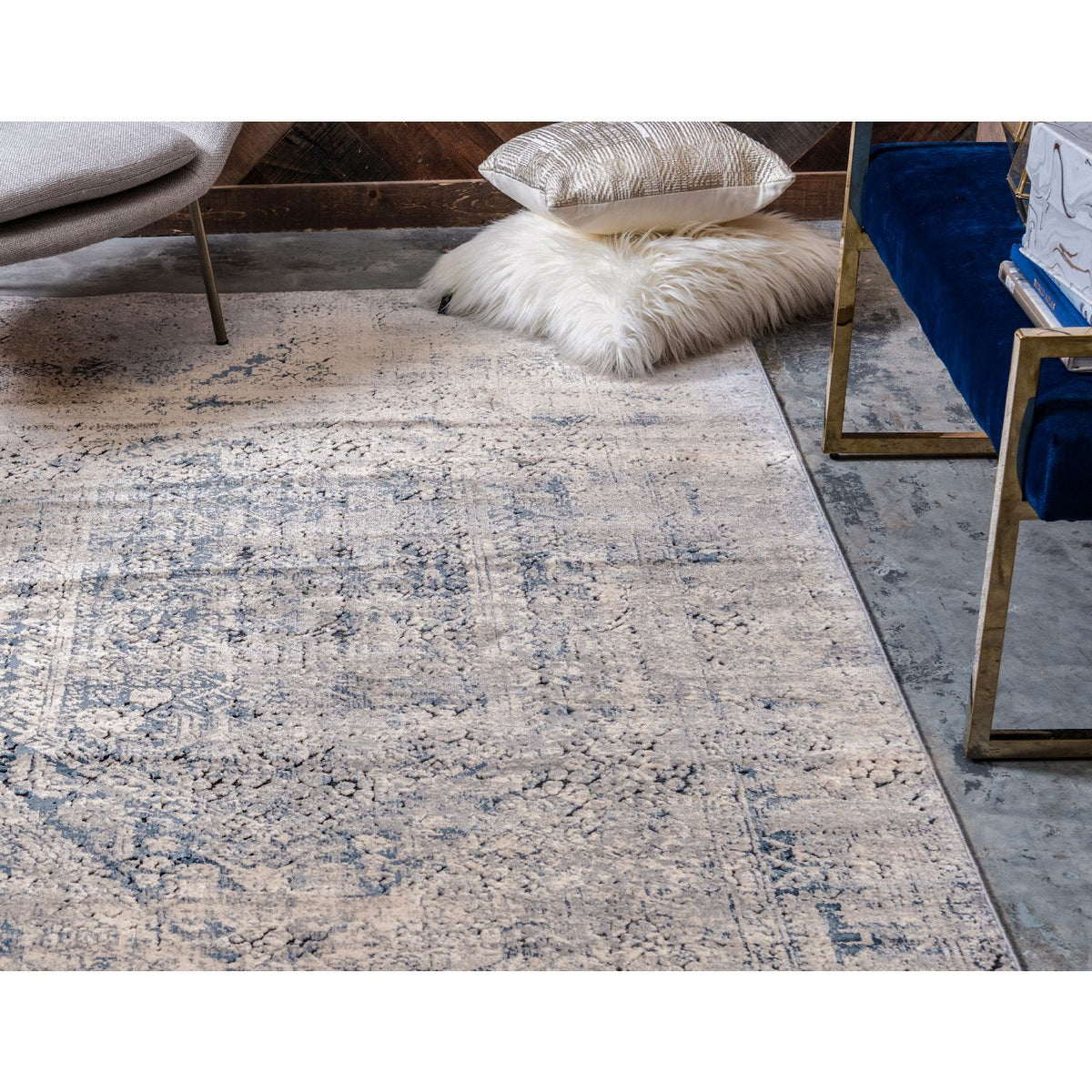 unique loom chateau quincy vil010nvb navy blue rug