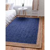 unique loom goa braided jute bjt002nvb navy blue rug