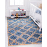 unique loom bengal braided jute bjt004blu blue rug