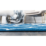 unique loom rounded trellis frieze trf003nvb navy blue rug