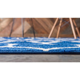 unique loom rounded trellis frieze trf003nvb navy blue rug