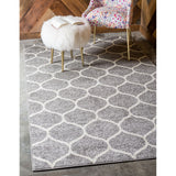 unique loom rounded trellis frieze trf003lgr light gray rug