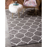 unique loom rounded trellis frieze trf003dgr dark gray rug